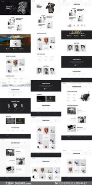 黑白簡潔風格網站圖文版式設計模板 打造極簡視覺體驗